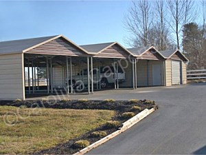 Custom Boxed Eave Roof Style Carports Connected Side by Side